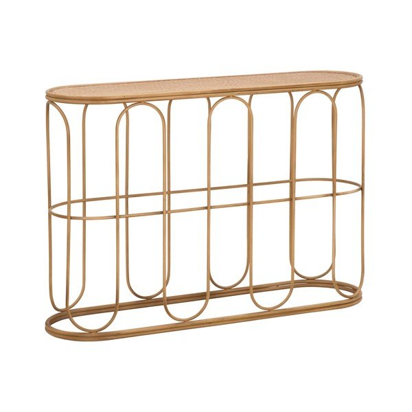 Masă consolă în culoare naturală din ratan 32x110 cm Samui – Mauro Ferretti