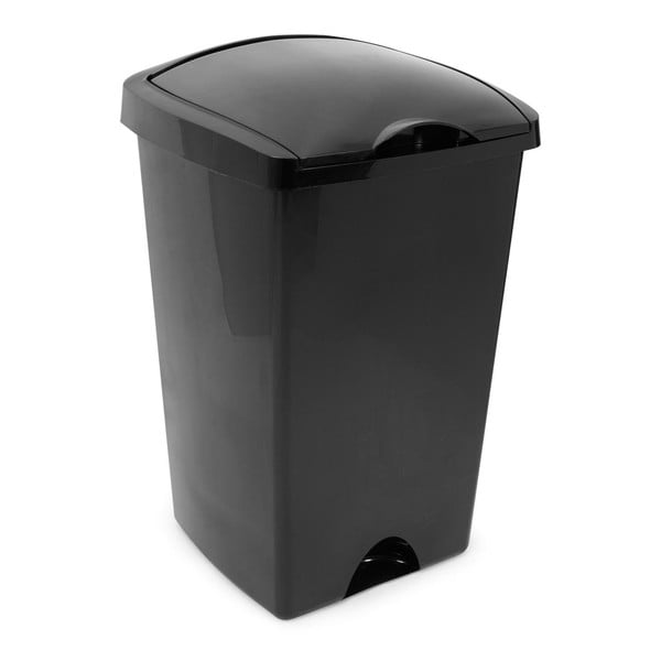 Coș de gunoi cu capac pe balamale Addis, 38 x 34 x 59 cm, negru