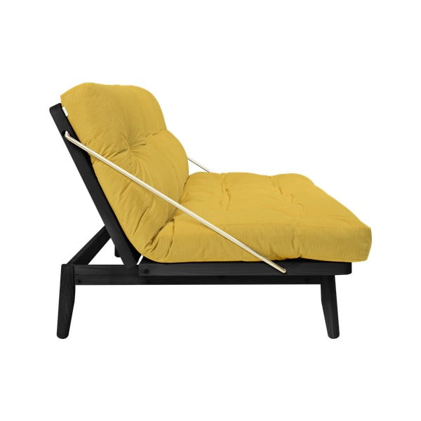 Canapea variabilă cu tapițerie din catifea reiată Karup Design Folk Black/Honey-image-4