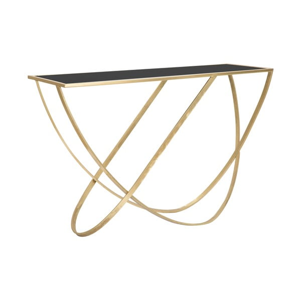 Masă consolă negru-auriu  cu blat din sticlă 40x120 cm Ring – Mauro Ferretti