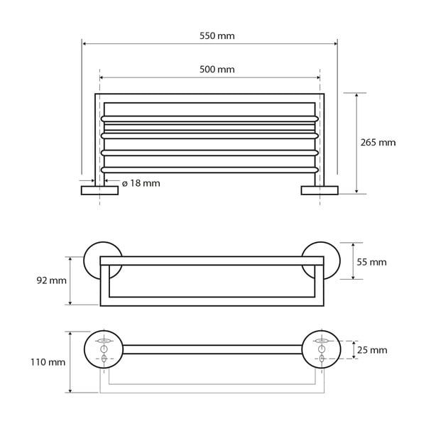 Suport prosoape din alamă Sapho X-Round, lățime 55 cm, negru-image-1