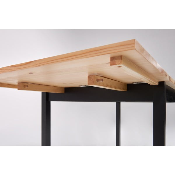 Masă de dining extensibilă din lemn de pin cu structură neagră Bonami Essentials Brisbane, 120 (200) x 70 cm-image-4