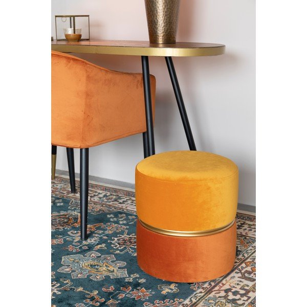 Taburet portocaliu cu tapițerie din catifea Bubbly – White Label-image-1
