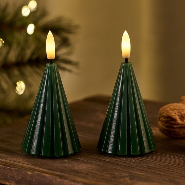 Decorațiune luminoasă de Crăciun verde-închis 2 buc. ø 6 cm Laura – Sirius-image-1
