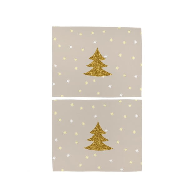 Suport pentru farfurii 2 buc. din material textil 35x45 cm  cu model de Crăciun Gold Tree – Butter Kings