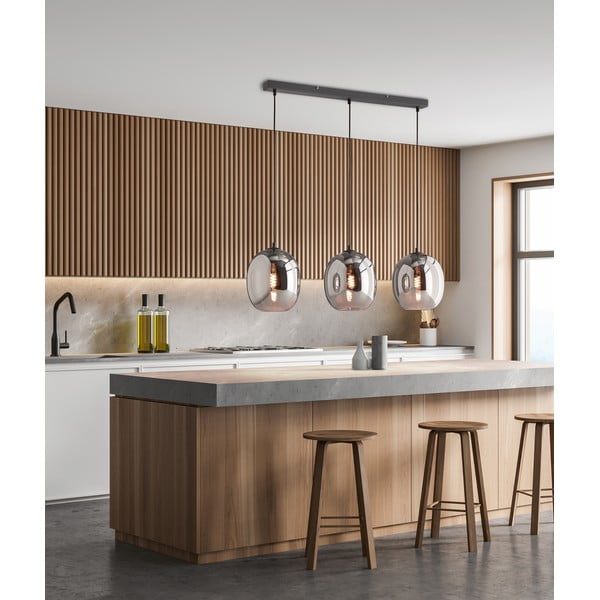 Lustră neagră cu abajur din sticlă Nayla – Fischer & Honsel-image-1