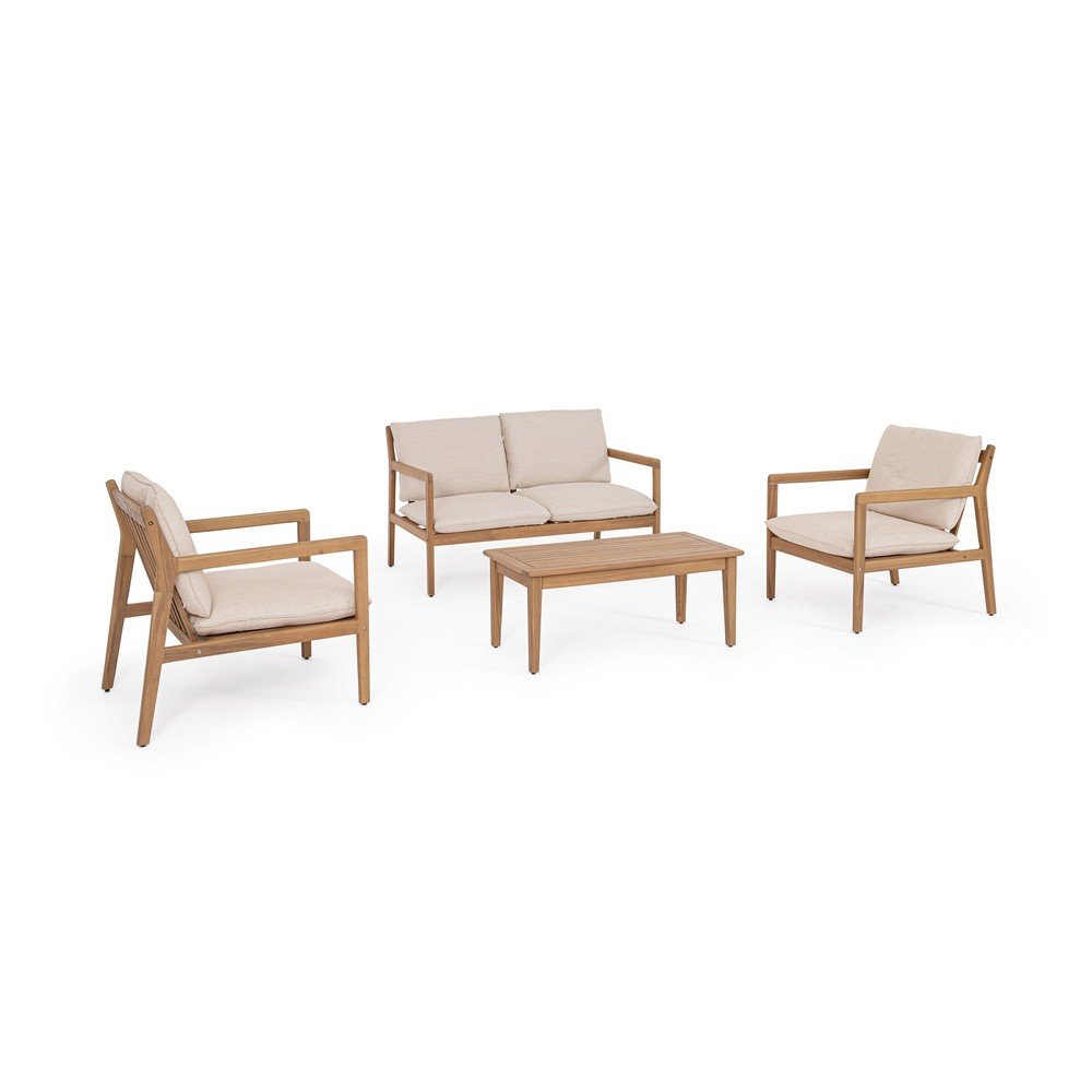 Set mobilier de grădină în culoare naturală din lemn de acacia pentru 4 persoane Danubio – Bizzotto