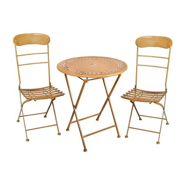 Set 1 masă și 2 scaune pliante Soho And Deco Mostaza