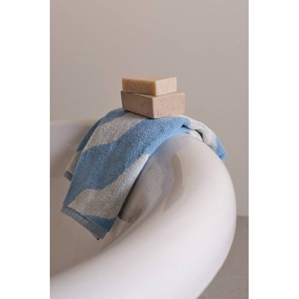Prosop alb/albastru deschis din bumbac 50x70 cm Waves – Jotex-image-1