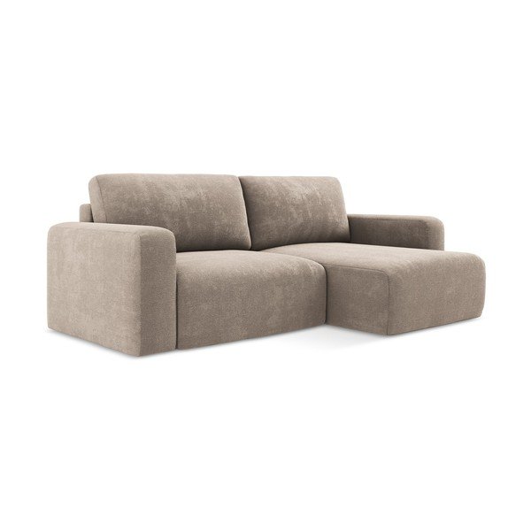 Colțar bej extensibil/cu spațiu de depozitare cu tapițerie din chenille (cu colț pe partea dreaptă/cu șezlong) Kona – Makamii-image-2