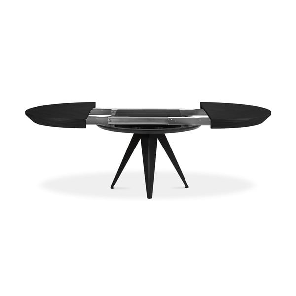 Masă de dining rotundă extensibilă cu blat negru cu blat suplimentar ø 120 cm Magnus – Windsor & Co Sofas-image-4