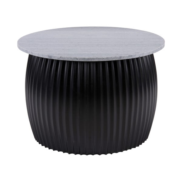 Măsuță de cafea neagră rotundă cu blat cu aspect de marmură ø 52 cm  Luscious  – Leitmotiv
