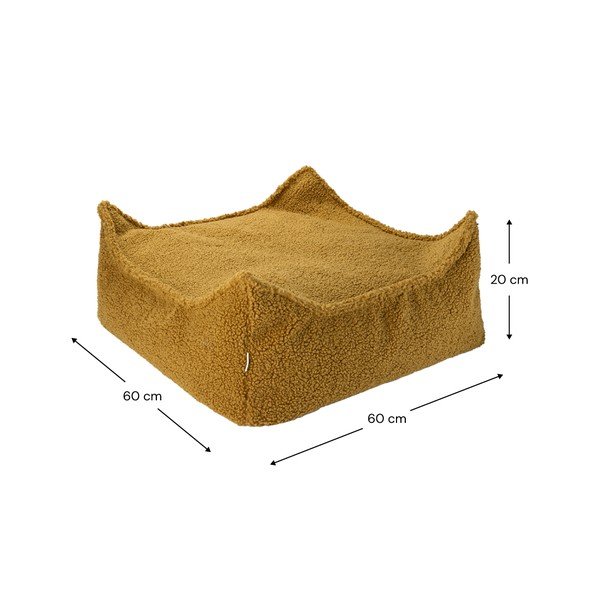 Fotoliu puf pentru copii maro cu tapițerie din țesătură bouclé Square – Wigiwama-image-4