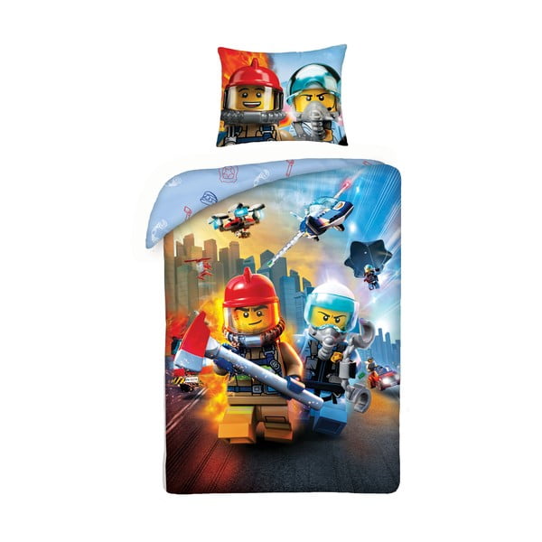 Lenjerie de pat din bumbac pentru copii Halantex Lego City II, 140 x 200 cm