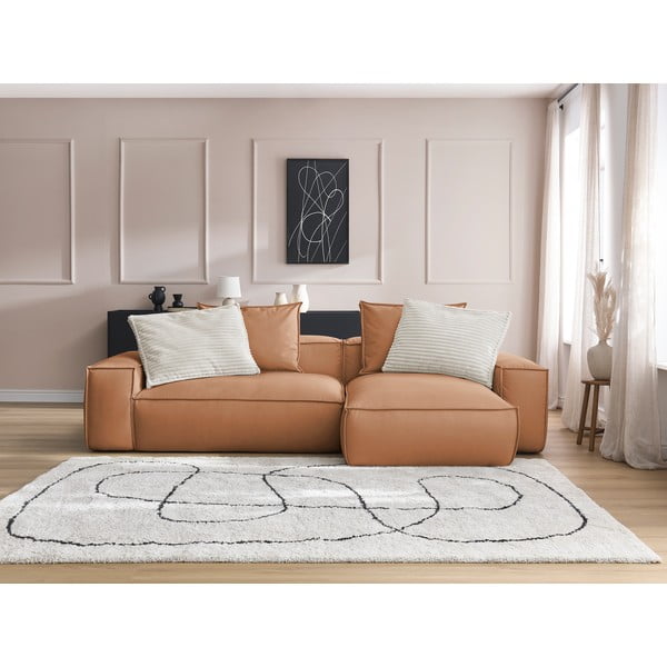 Colțar maro cu tapițerie din imitație de piele (cu colț variabil) Boheme – Bobochic Paris-image-1