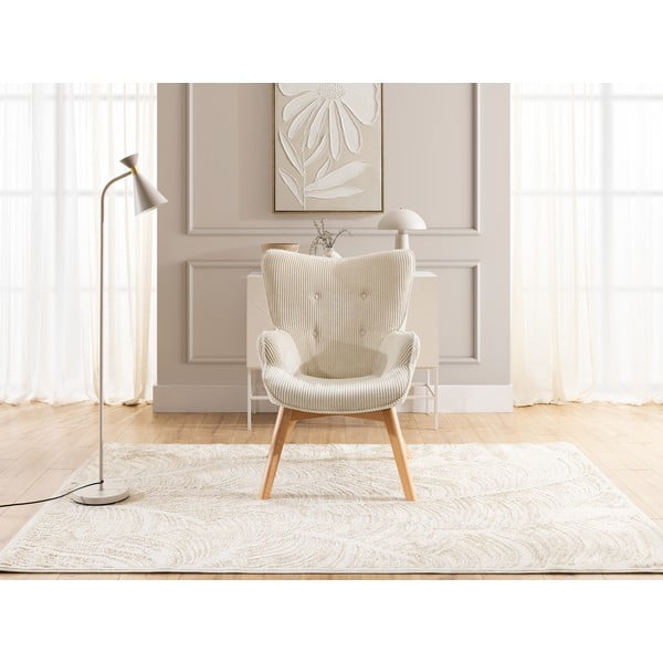 Fotoliu bej cu tapițerie din catifea reiată Niko – Ropez-image-1