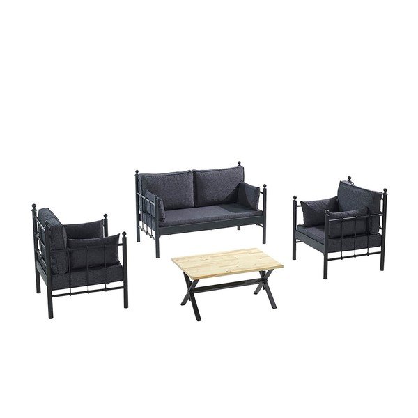 Set mobilier de grădină negru/gri închis pentru patru persoane Lalas – Floriane Garden
