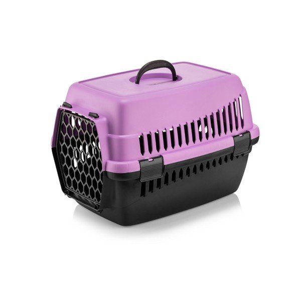 Cușcă transport pentru câine sau pisică Petpetite, mov-negru