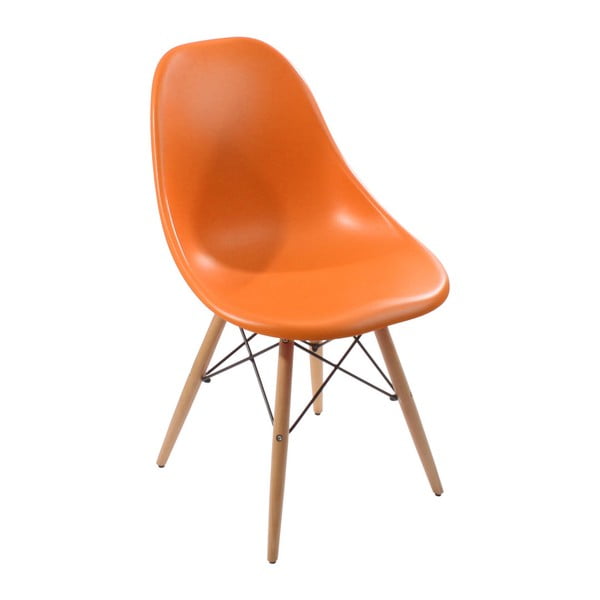 Scaun cu picioare din lemn InArt Stella, portocaliu