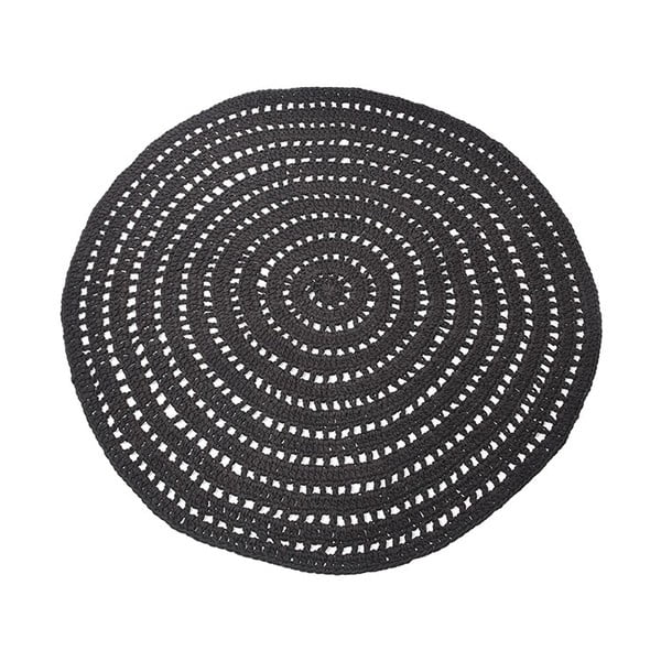 Covor rotund din bumbac LABEL51 Knitted, ⌀ 150 cm, negru