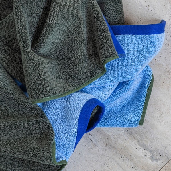 Prosop verde închis/albastru din bumbac organic din frotir 70x133 cm Soft – Mette Ditmer Denmark-image-1