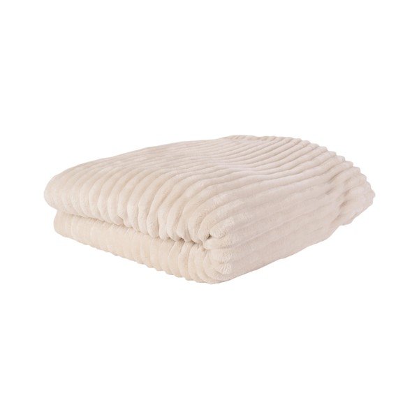 Pled din catifea PT LIVING Ribbed, 150 x 200 cm, crem