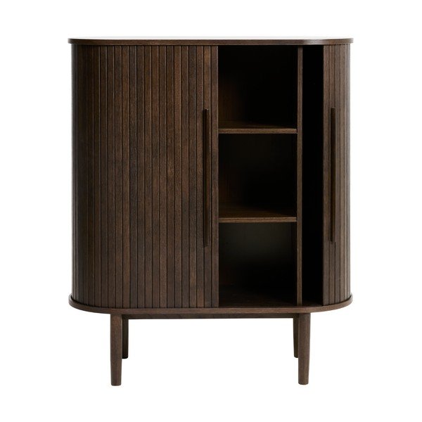 Dulap în culoare naturală închisă cu aspect de lemn de stejar cu ușă glisantă 100x118x40 cm Meta – Unique Furniture-image-3