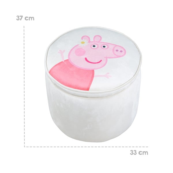 Puf de copii alb cu tapițerie din catifea Peppa Pig – Roba-image-3