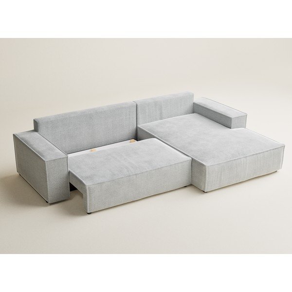 Colțar gri deschis extensibil/cu spațiu de depozitare cu tapițerie din chenille (cu colț pe partea dreaptă/cu șezlong) Maze – Maison de Rêve-image-3