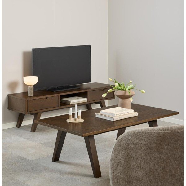 Măsuță de cafea maro cu aspect de lemn de stejar 70x130 cm A-Line – Actona-image-1