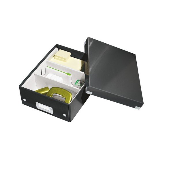 Cutie de depozitare din carton cu capac neagră Click&Store - Leitz-image-3