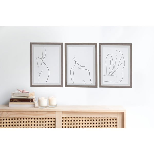 Set 3 tablouri cu ramă pentru perete Surdic Body Studies, 30 x 40 cm-image-1