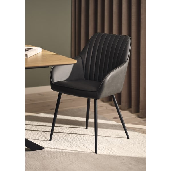 Set de scaune de sufragerie gri închis cu cotiere 2 buc. tapițat Nolan Stripe – Unique Furniture-image-1