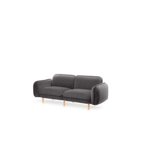 Canapea gri închis cu tapițerie din stofă bouclé 188 cm Bean – EMKO-image-1
