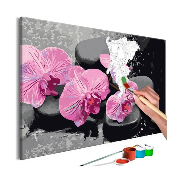 Set de pânze, vopseluri şi perii DIY Artgeist Orchid Zen, 60 x 40 cm