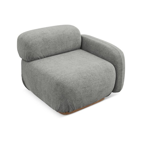 Modul pentru canapea modulară gri cu tapițerie din țesătură bouclé (cu colț pe partea dreaptă) Ailani – Makamii-image-1