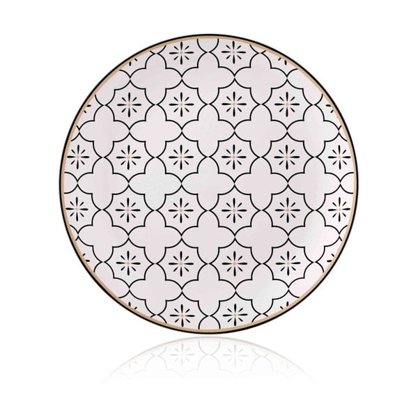 Farfurie din porțelan de os The Mia Maroc Marrakesh, ⌀ 20 cm, negru - alb