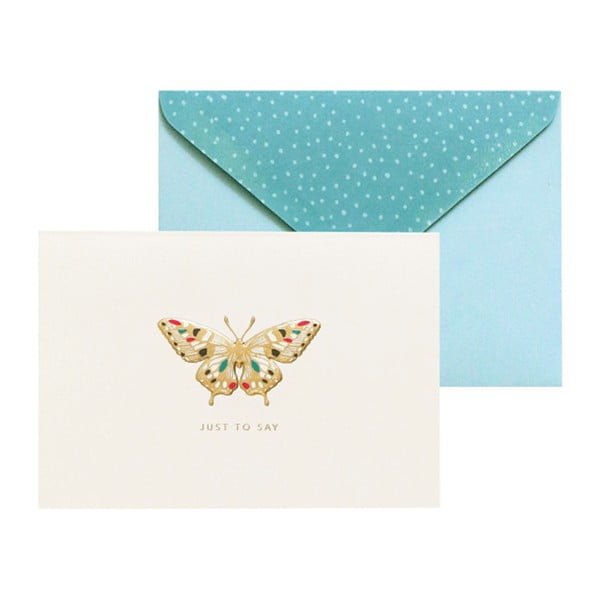 Set 10 felicitări cu plic Portico Designs FOIL Butterfly