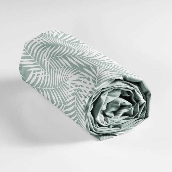 Cearceaf alb/verde din bumbac cu elastic 90x190 cm Botania – douceur d'intérieur-image-3