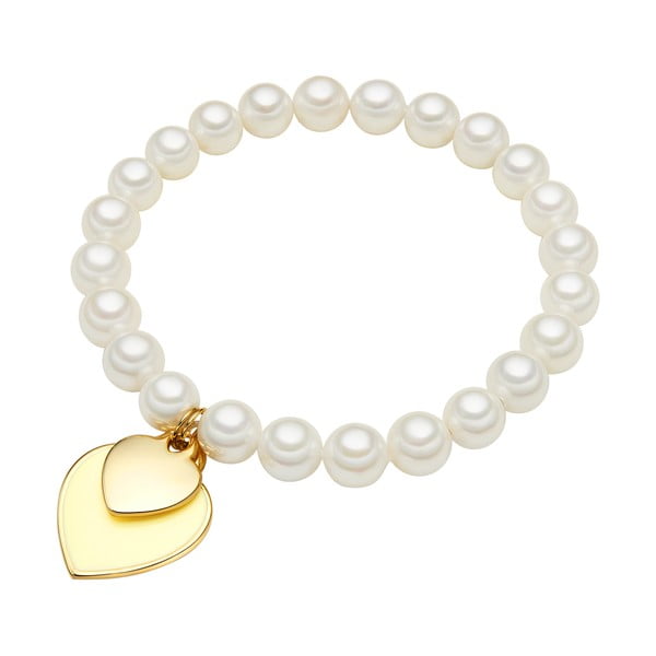 Brățară cu perle albe ⌀ 8 mm Perldesse Ode, lungime 19 cm