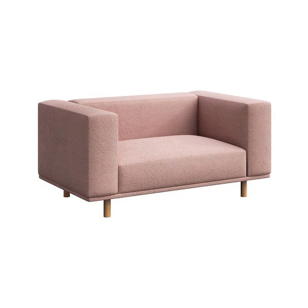 Fotoliu de relaxare roz cu tapițerie  bouclé Kukumo – Ame Yens