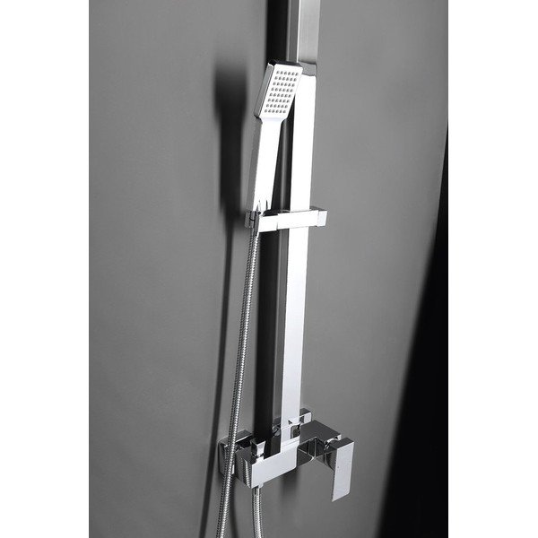 Set de duș argintiu lucios din alamă 118 cm cu baterie cu duș suspendat/cu duș de mână Latus – Sapho-image-2