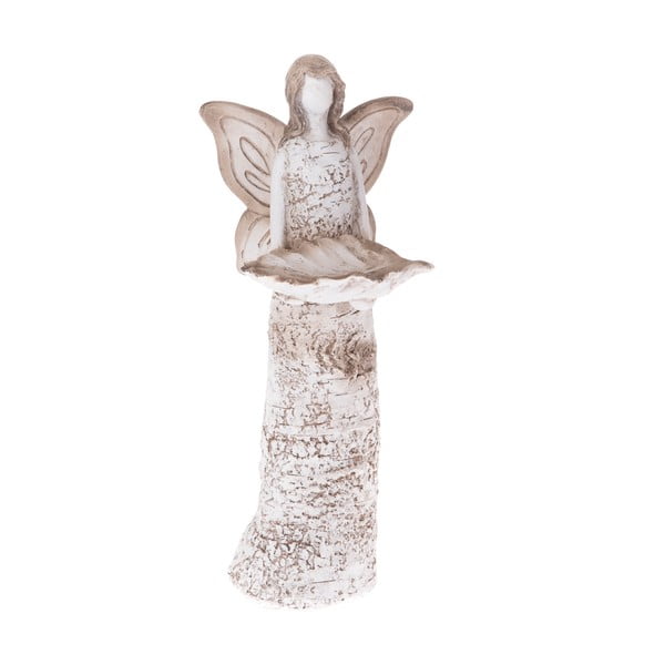 Fântână pentru păsări în formă de înger Dakls, înălțime 37 cm, alb