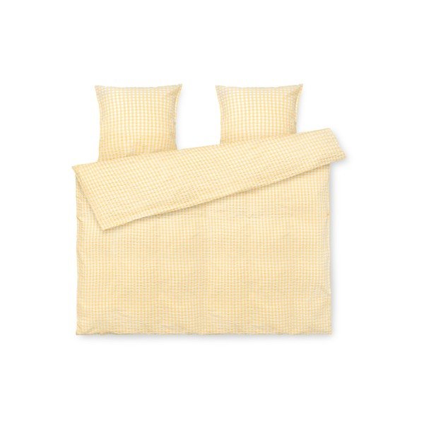 Lenjerie de pat galbenă din țesătură crep pentru pat dublu/extinsă 200x220 cm Bæk&Bølge – JUNA