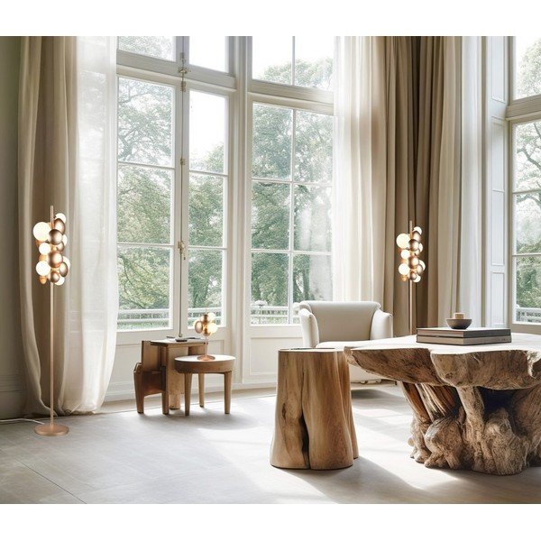 Lampadar alb-auriu cu abajur din sticlă (înălțime 155 cm) Bubble – Trio Select-image-1