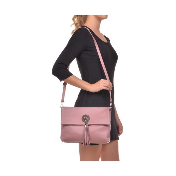 Geantă din piele crossbody Roberta M Elisa, roz-image-4
