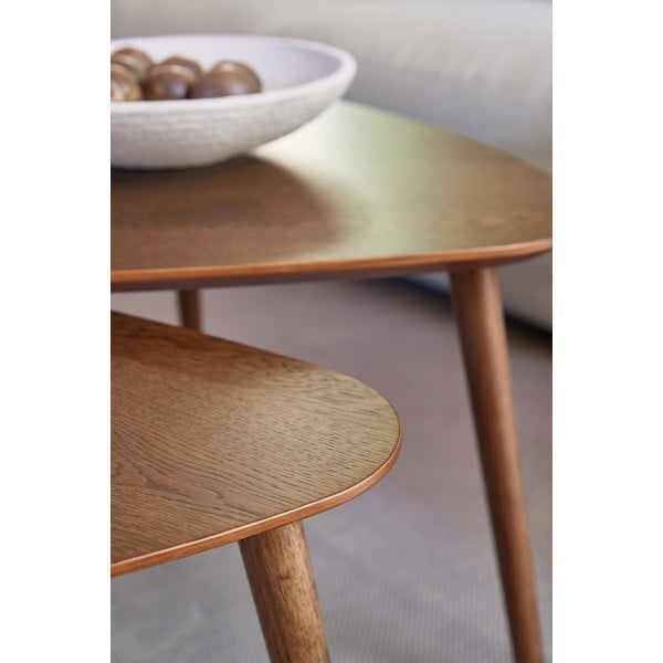 Măsuțe de cafea maro 2 buc. cu aspect de lemn de stejar 70x100 cm Adda – Unique Furniture-image-2