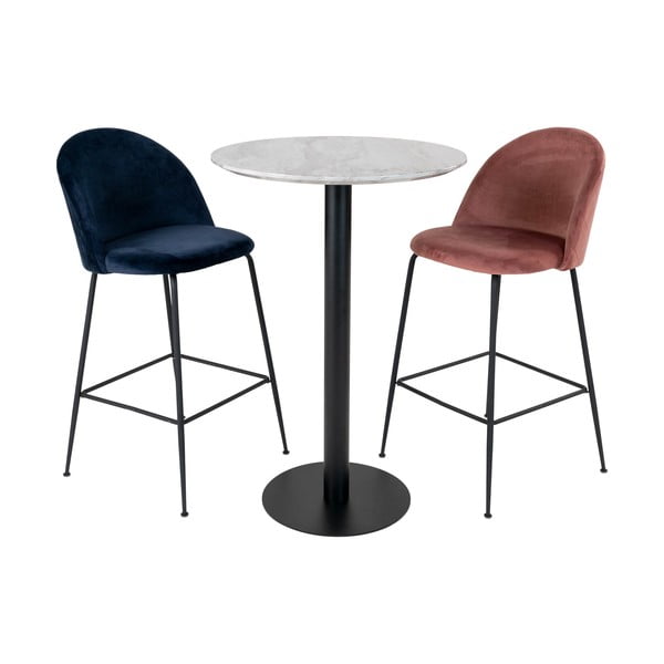 Masă de bar rotundă cu blat cu aspect de marmură ø 70 cm Bolzano – House Nordic-image-4