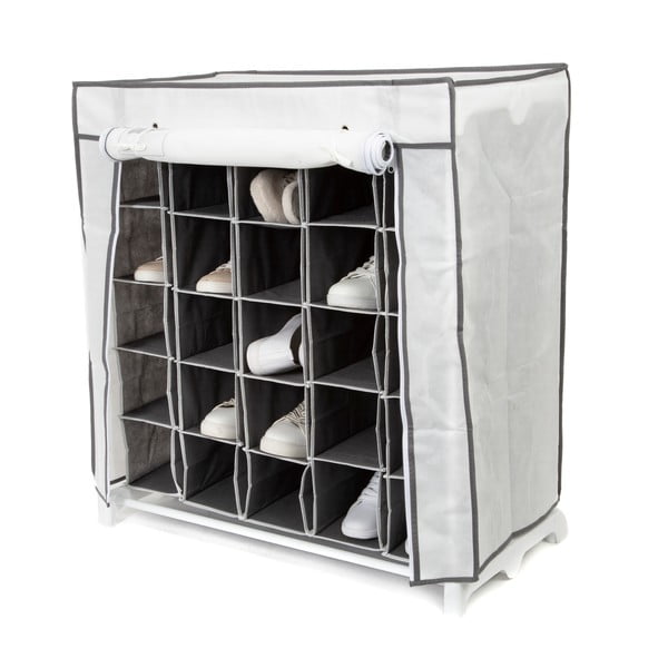 Pantofar textil Compactor shoes, 25 compartimente, negru - alb-image-2