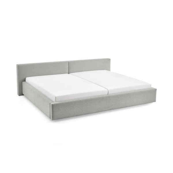 Pat matrimonial gri deschis tapițat cu spațiu de depozitare cu somieră 200x240 cm Cube – Meise Möbel-image-3